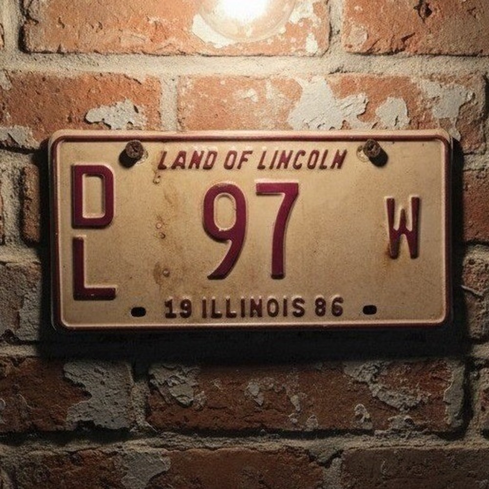 Illinois Vintage 1986‎  License Plate Land of Lincoln DL 97 W Maroon Cream Metal